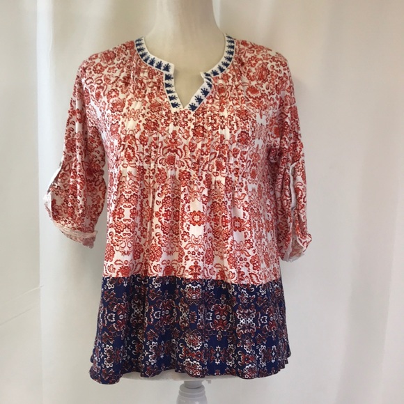 Vintage America Tops - Vintage America Blues Boho V-Neck Top Size Medium